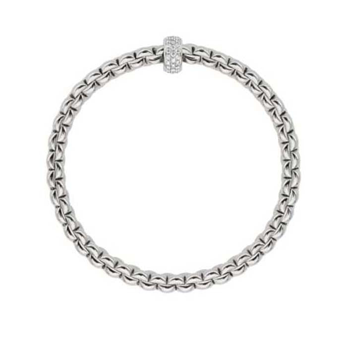 FOPE Eka Collection Flex'it Bracelet with Diamonds in 18K White Gold