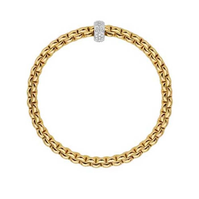 FOPE Eka Collection Flex'it Bracelet with Diamonds in 18K Yellow and White Gold