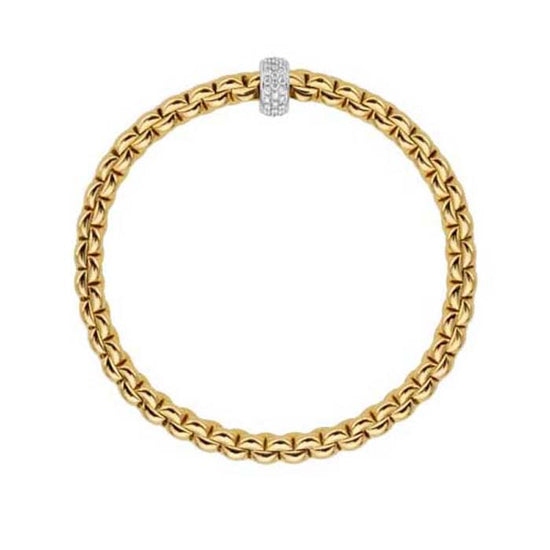 FOPE Eka Collection Flex'it Bracelet with Diamonds in 18K Yellow and White Gold