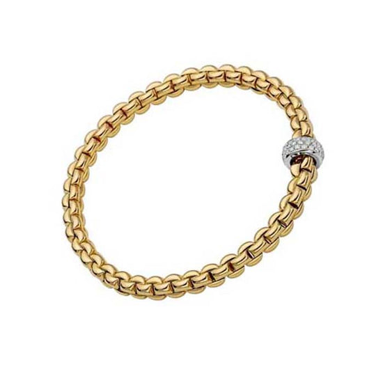 FOPE Eka Collection Flex'it Bracelet with Diamonds in 18K Yellow and White Gold