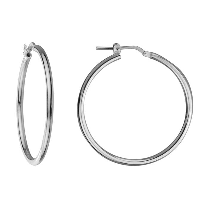 Mountz Collection Round Tube Hoop Earrings in Sterling Silver