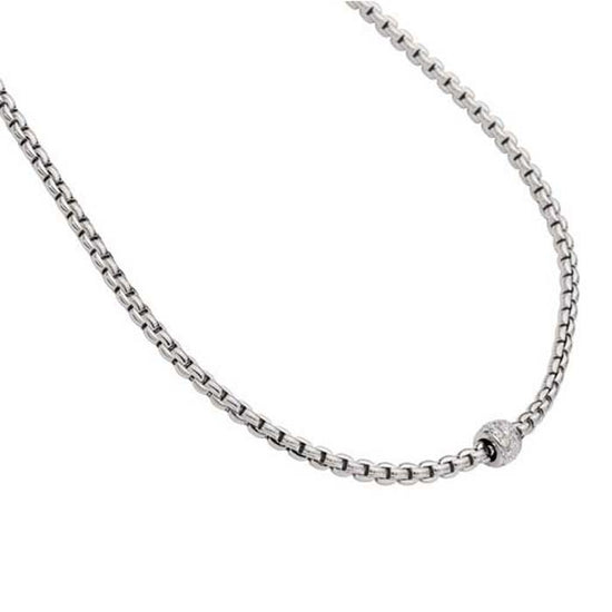 FOPE  Eka Collection 17" Flexible Rope Necklace with Diamonds in 18K White Gold