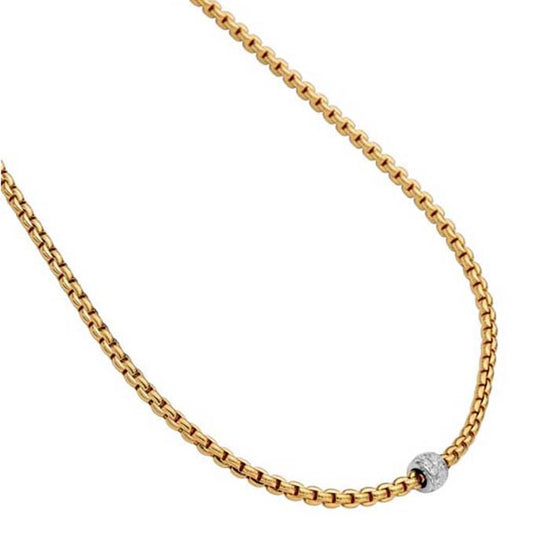 FOPE  Eka Collection Flexible Rope Necklace with Diamonds in 18K Yellow & White Gold