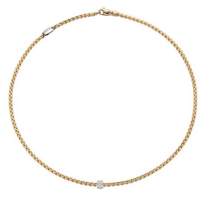 FOPE  Eka Collection 17" Flexible Rope Necklace with Diamonds in 18K Yellow and White Gold