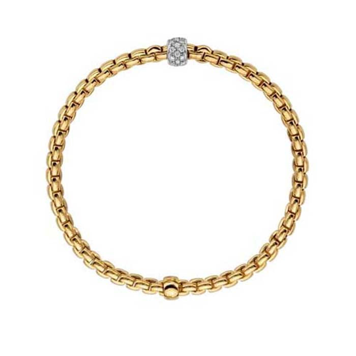 FOPE Eka Collection Flex'it Bracelet with Diamonds in 18K Yellow and White Gold