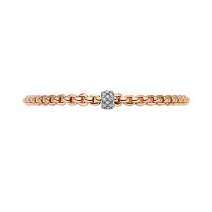 FOPE Eka Collection Flex'it Bracelet with Diamonds in 18K Rose and White Gold