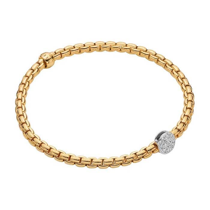 FOPE Eka Collection Flex'it Bracelet with Diamonds in 18K Yellow and White Gold