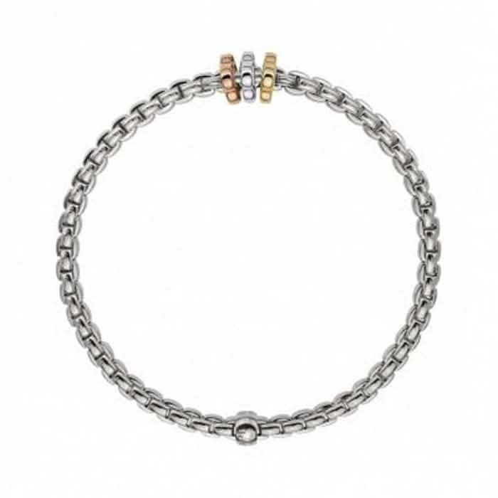 FOPE Prima Collection Tri-Tone Flex'it Bracelet in 18K White, Yellow and Rose Gold