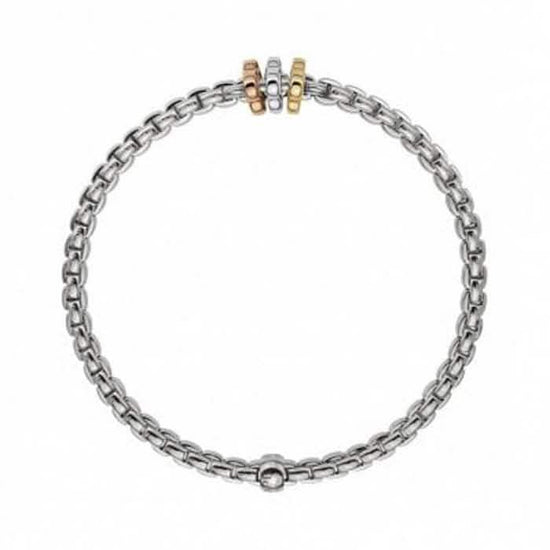 FOPE Prima Collection Tri-Tone Flex'it Bracelet in 18K White, Yellow and Rose Gold