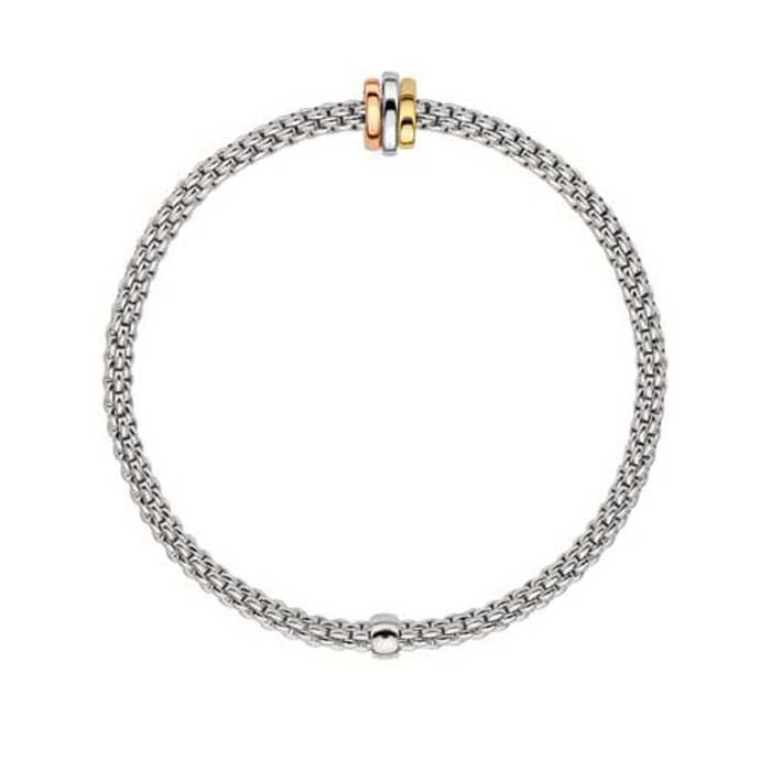 FOPE Prima Collection Tri-Tone Flex'it Bracelet in 18K White, Yellow and Rose Gold