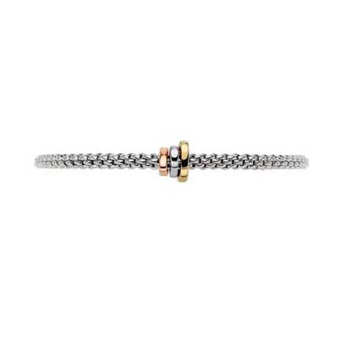 FOPE Prima Collection Tri-Tone Flex'it Bracelet in 18K White, Yellow and Rose Gold - Small