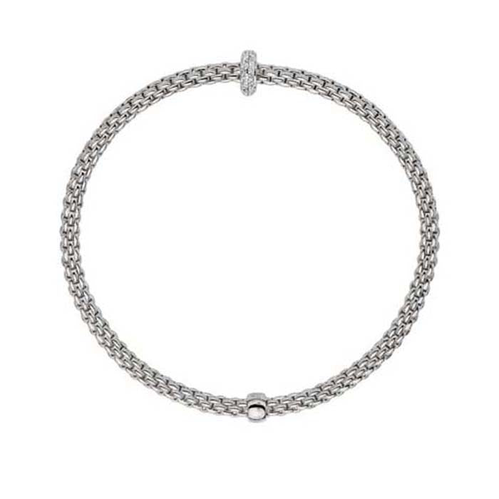 FOPE Prima Collection Flex'it Bracelet with Diamonds in 18K White Gold