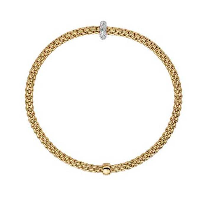 FOPE Prima Collection Flex'it Bracelet with Diamonds in 18K Yellow and White Gold