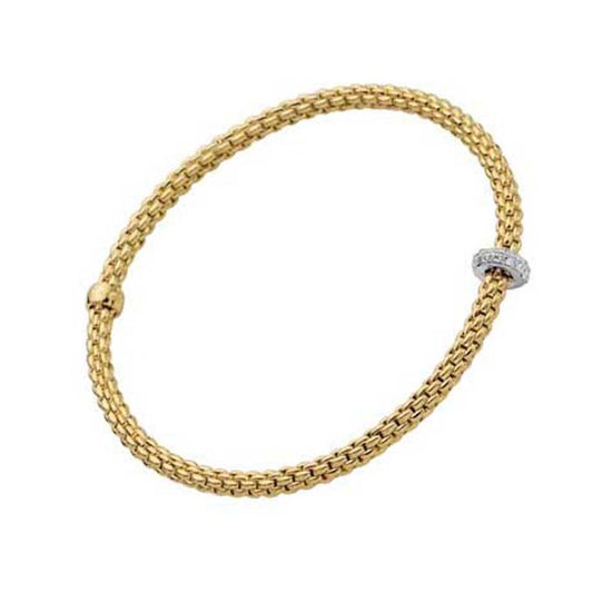 FOPE Prima Collection Flex'it Bracelet with Diamonds in 18K Yellow and White Gold