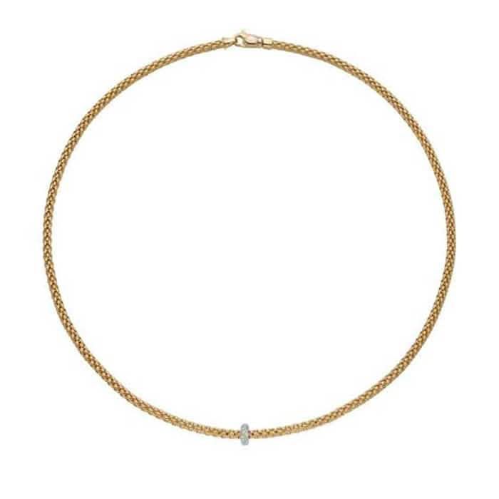 FOPE Prima Collection 17" Flexible Rope Necklace with Diamonds in 18K Yellow and White Gold