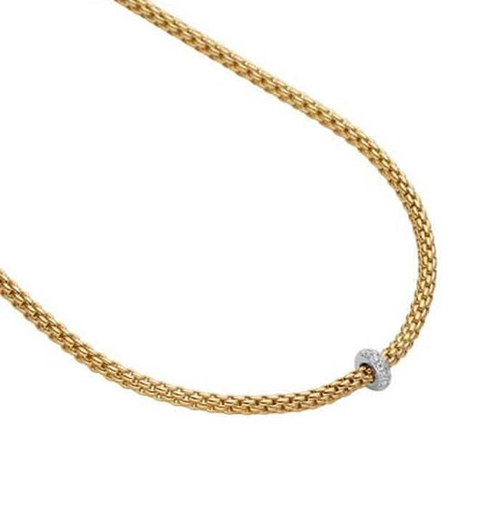 FOPE Prima Collection 17" Flexible Rope Necklace with Diamonds in 18K Yellow and White Gold