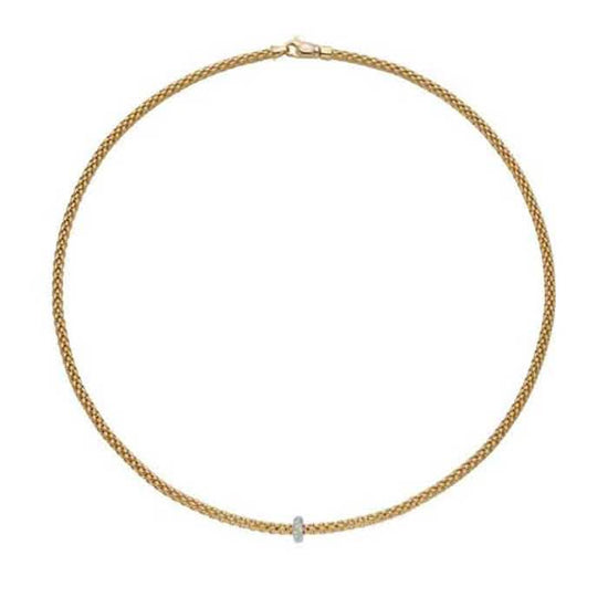 FOPE Prima Collection 17" Flexible Rope Necklace with Diamonds in 18K Yellow and White Gold