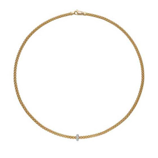 FOPE Prima Collection 17" Flexible Rope Necklace with Diamonds in 18K Yellow and White Gold