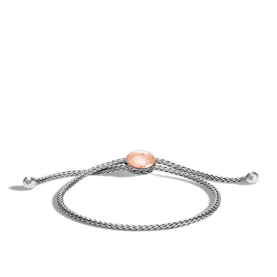 John Hardy Classic Chain Bolo Bracelet in Sterling Silver with 18K Rose Gold Slide