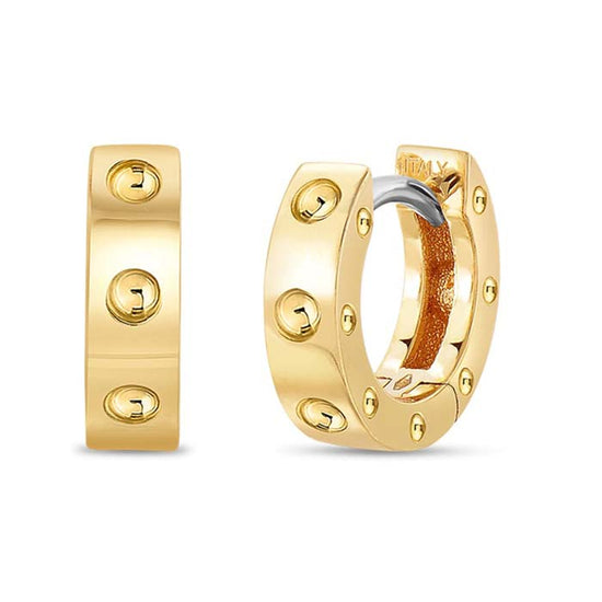 Roberto Coin Symphony Pois Moi Collection Hinged Huggie Earrings in 18K Yellow Gold