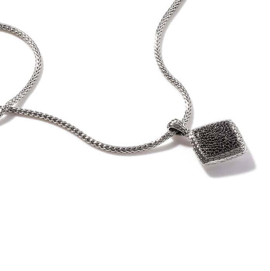 John Hardy Classic Chain Pendant Necklace with Black Sapphires and Black Spinel in Sterling Silver