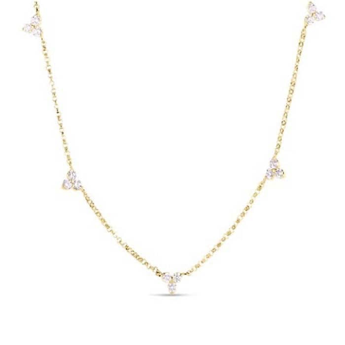 Roberto Coin Diamonds by the Inch 5 Station Flower Necklace in 18K Yellow Gold