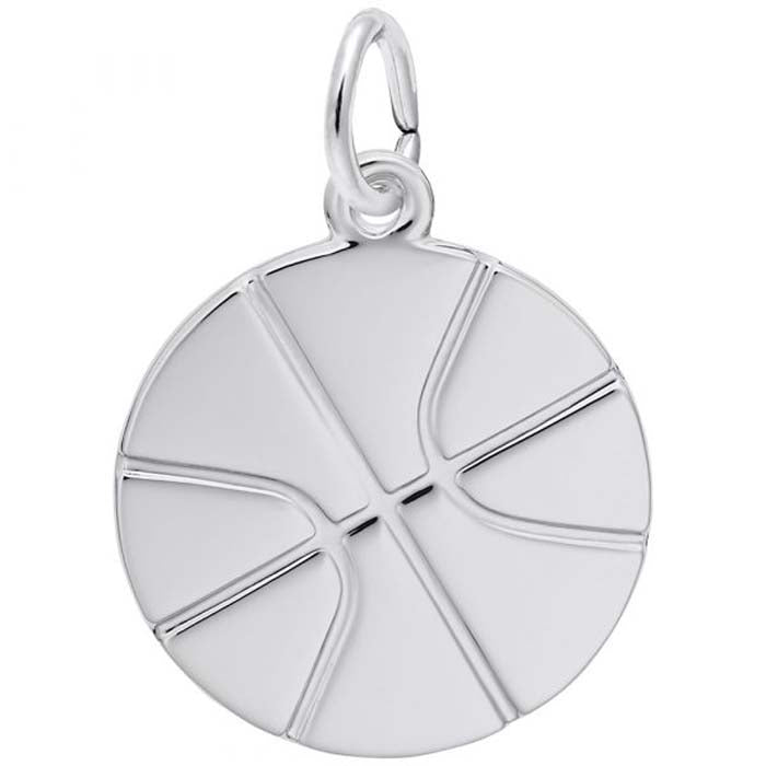 Rembrandt Flat Basketball Charm in Sterling Silver