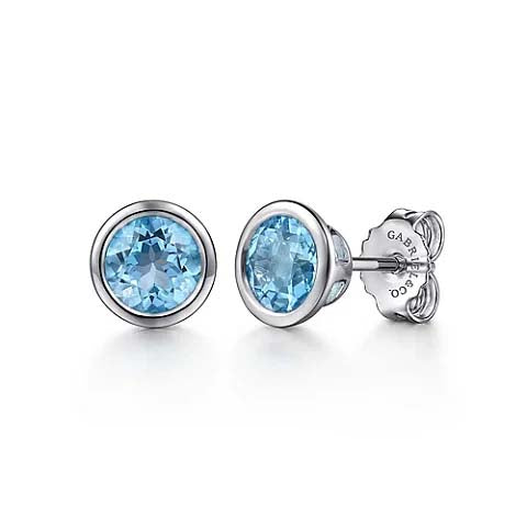 Gabriel & Co. Swiss Blue Topaz Stud Earrings in Sterling Silver