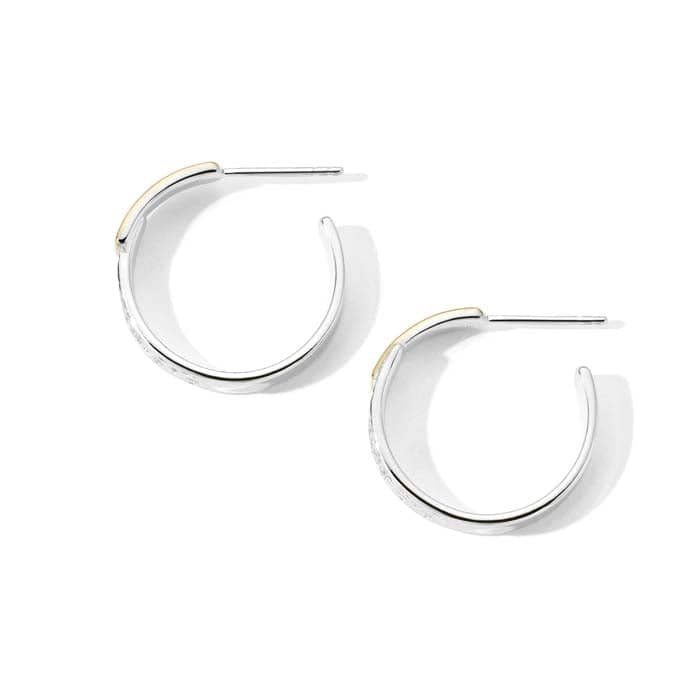 Ippolita Chimera Overlapping #1 Hoop Earrings with Diamonds in Sterling Silver and Bonded 18K Yellow Gold