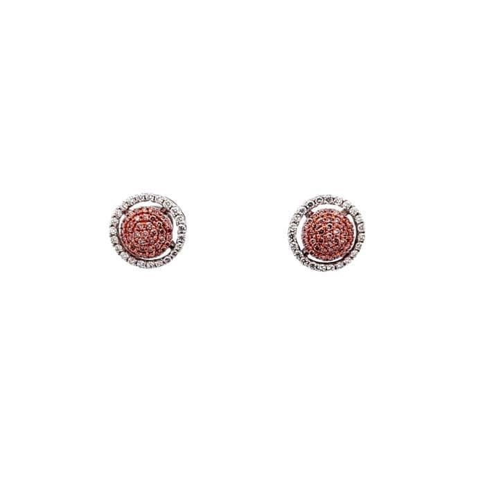 Mountz Collection Pink and White Diamond Stud Earrings in 18K Rose and White Gold