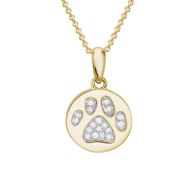 Mountz Collection Diamond Paw Print Pendant in 14K Yellow Gold