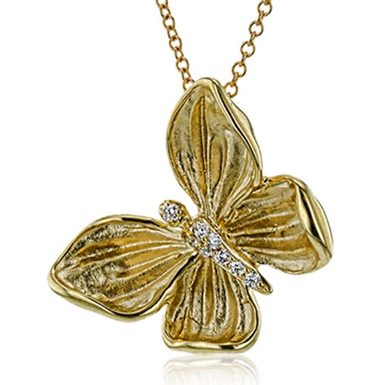 Simon G. Butterfly Pendant with Diamonds in 18K Yellow Gold