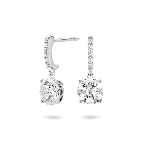 Lightbox 2CTW Lab Grown Diamond Round Brilliant Solitaire Drop Earrings