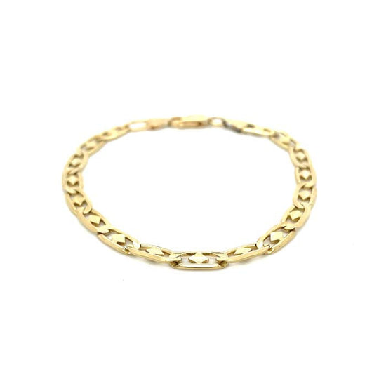 Estate Flat Fancy Link Bracelet in 14K Yellow Gold