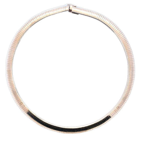 Estate 16" Domed Omega Necklace in 14K Yellow Gold