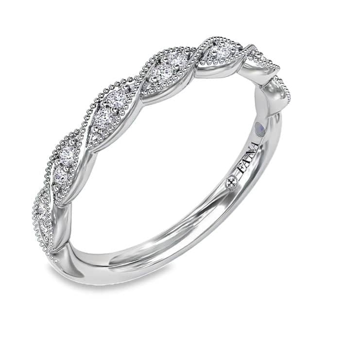 Fana Vintage Scalloped Diamond Wedding Band in 14K White Gold