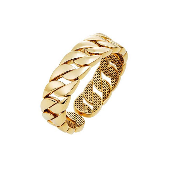 Antonio Papini Heavy Link Flex Cuff Bracelet in 18K Yellow Gold