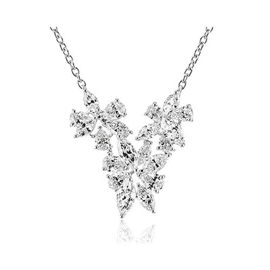 Simon G. 16" Floral Diamond Station Necklace in 18K White Gold