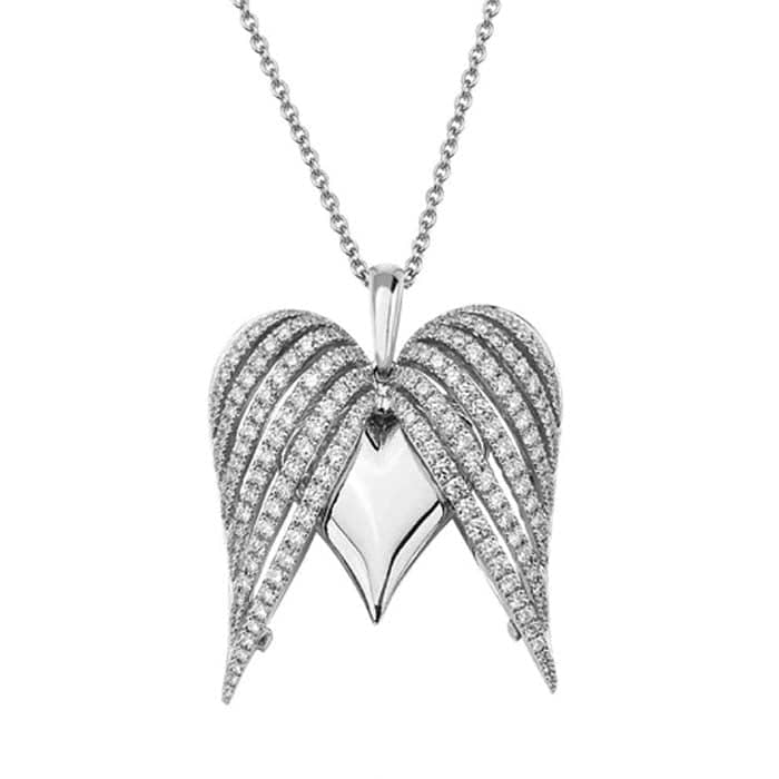 Charles Krypell Precious Pastel Large Angel Heart Pendant in 18K White Gold