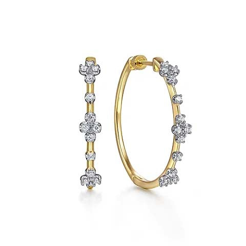 Gabriel & Co. 30MM Round Classic Diamond Hoop Earrings in 14K Yellow Gold