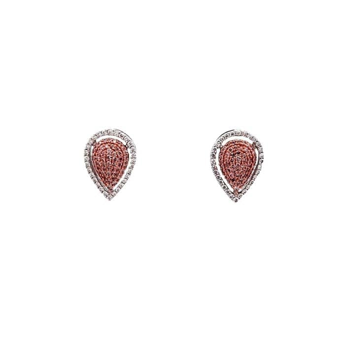 Mountz Collection Pear Shape Earrings with Pink and White Diamonds in 18K Rose and White Gold