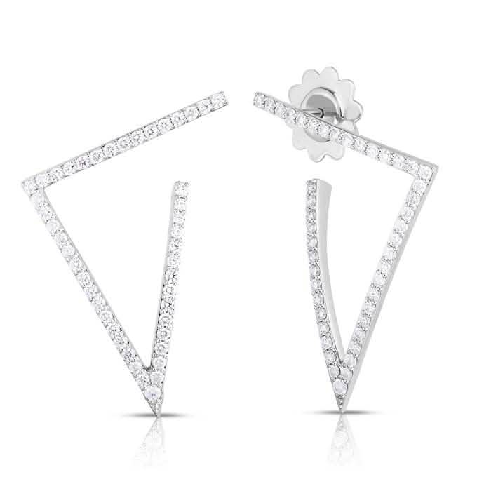 Roberto Coin .83CTW Classic Triangle Earrings in 18K White Gold