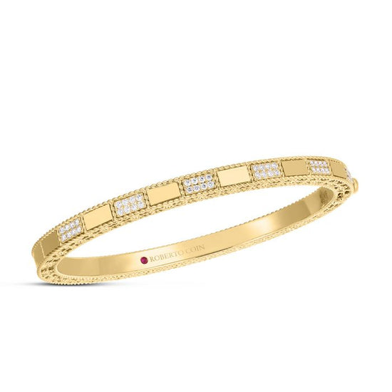 Roberto Coin Mosaic Diamond Bangle Bracelet in 18K Yellow Gold