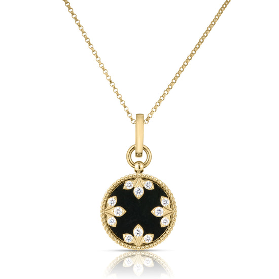 Roberto Coin Diamond and Black Jade Ventian Princess Necklace in 18K Yellow Gold