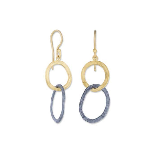 Lika Behar Bubbles Drop Earrings in 24K Yellow Gold and Oxidized Sterling Silver