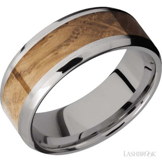 Lashbrook 8MM Wedding Band with Hardwood Inlay in Titanium