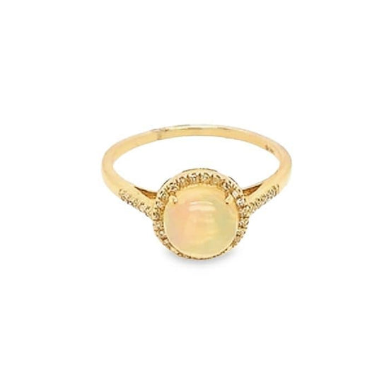 Mountz Collection Opal Ring with Diamond Halo in 14K Yellow Gold