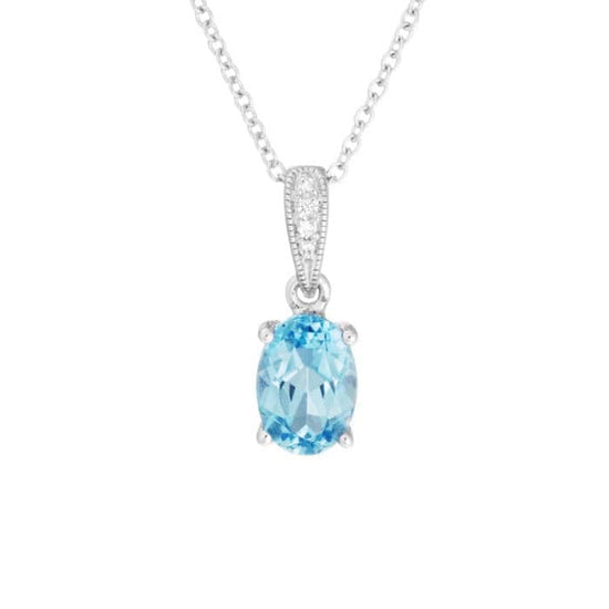 Mountz Collection Blue Topaz Drop Pendant in 14K White Gold