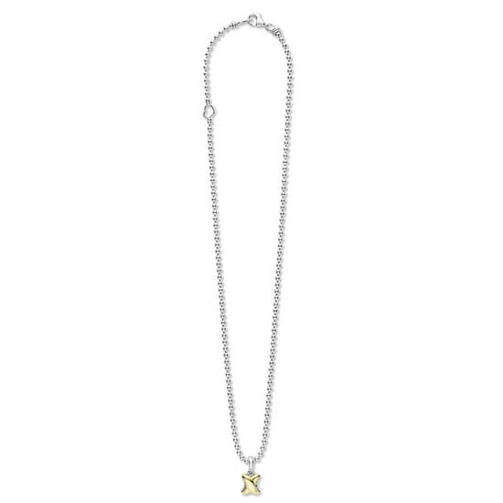 LAGOS Two Tone X Pendant Necklace in Sterling Silver and 18K Yellow Gold