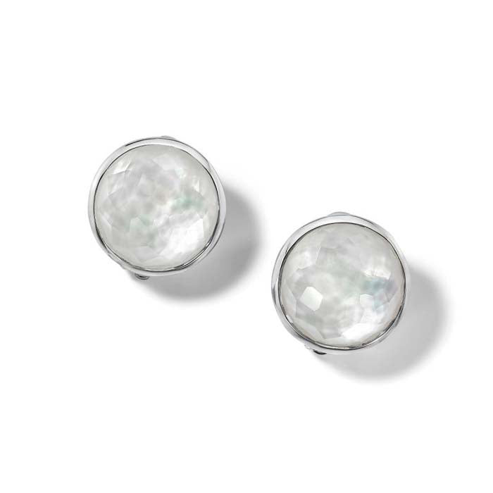 Ippolita Lollipop Collection Mother of Pearl Doublet Clip-On Button Earrings in Sterling Silver
